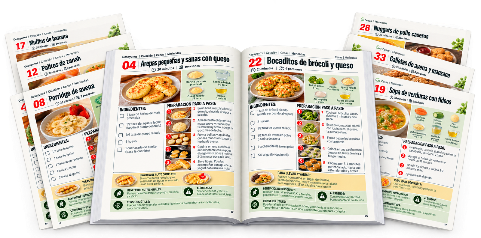 Vista interior del recetario ¿Qué preparo hoy?